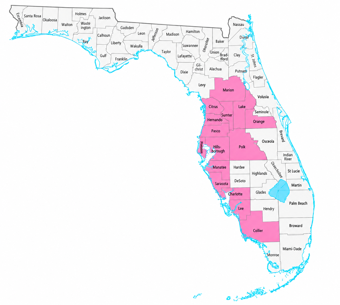 Florida_Service_Area_Map_Oct_2026 Window cleaning service in Sarasota, FL
