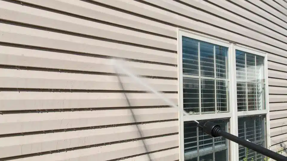 House Exterior Being Power Washed