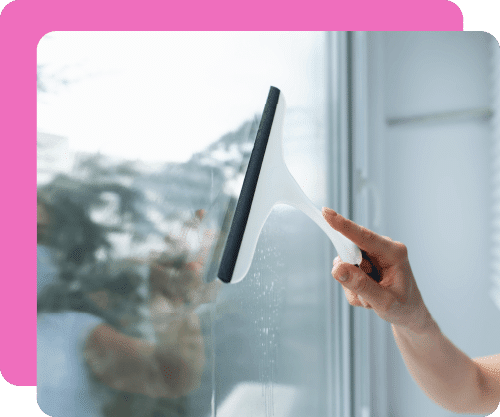 Cleaning Window With Squeegee