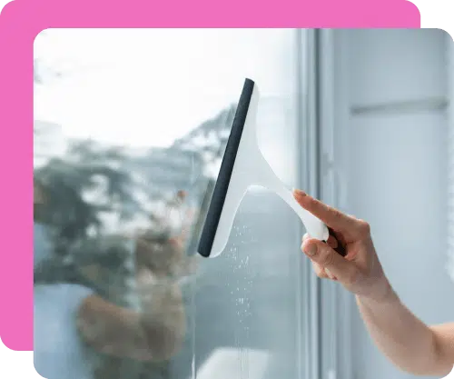 Cleaning Window With Squeegee