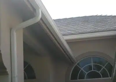 A close up of the gutter on a house