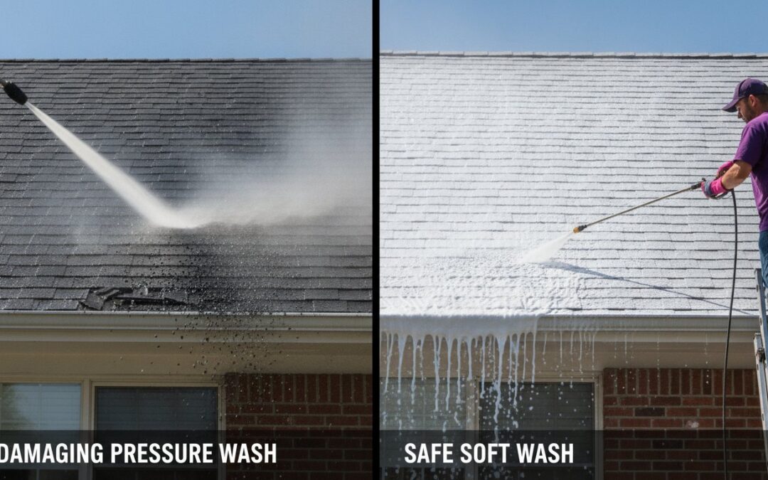 Soft Wash vs. Pressure Wash Roof: Which Method Is Actually Safer for Your Home?