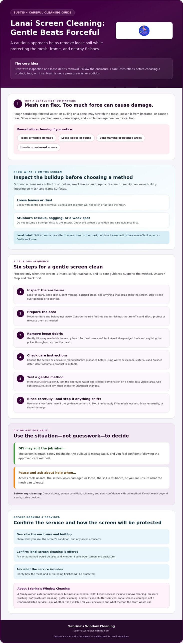 Safe Lanai Screen Cleaning in Eustis: A Careful How-To Guide